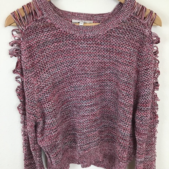 IRO Sweater Crop Pullover Distressed Knit Red M - Picture 2 of 8